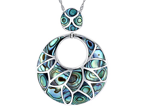 Mix Shaped Abalone Shell Sterling Silver Inlay Pendant With Chain