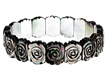 Picture of Black Mother-Of-Pearl Carved Stretch Bracelet