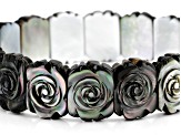 Black Mother-Of-Pearl Carved Stretch Bracelet