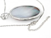 Black Tahitian Mother-Of-Pearl Carved Sterling Silver Pendant with Chain