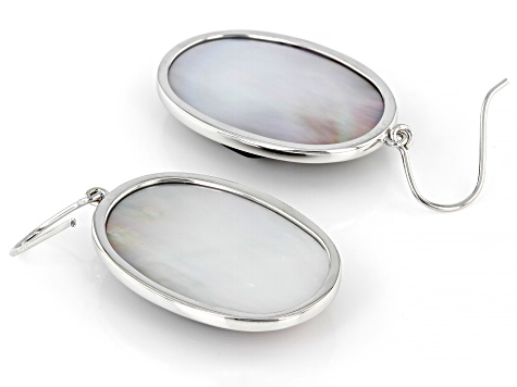 Black Mother-Of-Pearl Carved Sterling Silver Earrings