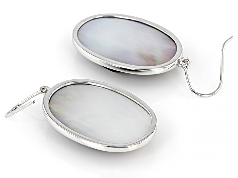 Black Tahitian Mother-Of-Pearl Carved Sterling Silver Earrings