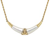 White Mother-Of-Pearl & White Zircon 18k Yellow Gold Over Sterling Silver Necklace