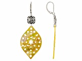 Golden Mother-of-Pearl Carved Sterling Silver Earrings