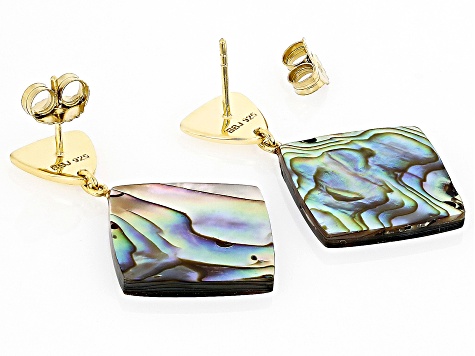 Multi Color Abalone Shell 18k Yellow Gold Over Sterling Silver Earrings
