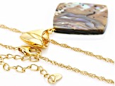 Multi Color Abalone 18k Yellow Gold Over Sterling Silver Pendant with Chain