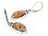 Oval Fossil Coral Sterling Silver Earrings