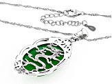 Oval Green Jadeite Sterling Silver Enhancer with 18" Singapore Chain 30x19.5mm