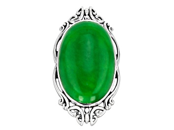 Picture of Oval Green Jadeite Sterling Silver Ring 30x19.5mm