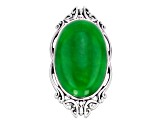 Oval Green Jadeite Sterling Silver Ring 30x19.5mm