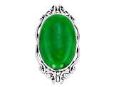 Oval Green Jadeite Sterling Silver Ring