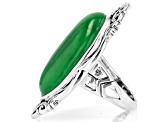 Oval Green Jadeite Sterling Silver Ring