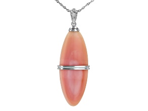Marquise Pink Conch Shell Sterling Silver Pendant with 18" Chain