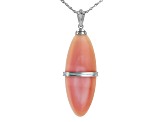 Marquise Pink Conch Shell Sterling Silver Pendant with 18" Chain