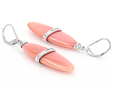 35x11mm Marquise Pink Conch Shell Sterling Silver Earrings