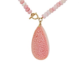 Pink Conch Shell 18k Yellow Gold Over Sterling Silver Necklace