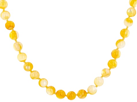 Yellow Mother-of-Pearl Rhodium Over Sterling Silver Beaded Necklace