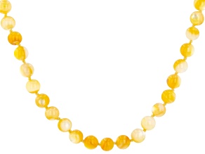 Yellow Mother-of-Pearl Rhodium Over Sterling Silver Beaded Necklace 5.5-6.5mm