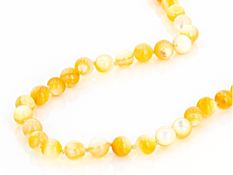 Yellow Mother-of-Pearl Rhodium Over Sterling Silver Beaded Necklace