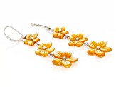 Yellow Mother-of-Pearl Rhodium Over Sterling Silver Flower Earrings