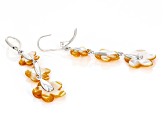 Yellow Mother-of-Pearl Rhodium Over Sterling Silver Flower Earrings