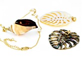 Abalone, Whelk Shell & Mother-of-Pearl 18k Gold Over Silver Enhancer Set of 3