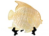 Golden Mother-of-Pearl Carved Fish Decor with Stand