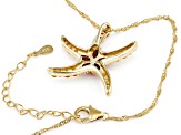 Garnet and Citrine 18k Yellow Gold Over Sterling Silver Sea Star Pendant With Chain