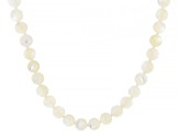 6mm White Mother-of-Pearl Rhodium Over Sterling Silver Beaded Necklace