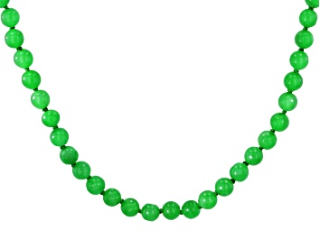 Picture of Green Jadeite Rhodium over Sterling Silver Beaded 20"L Necklace 6mm