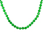 Green Jadeite Rhodium over Sterling Silver Beaded Necklace 6mm