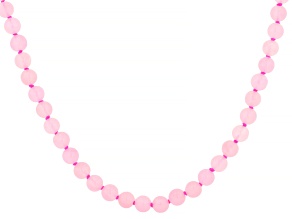 Pink Jadeite Rhodium over Sterling Silver Beaded Necklace 6mm