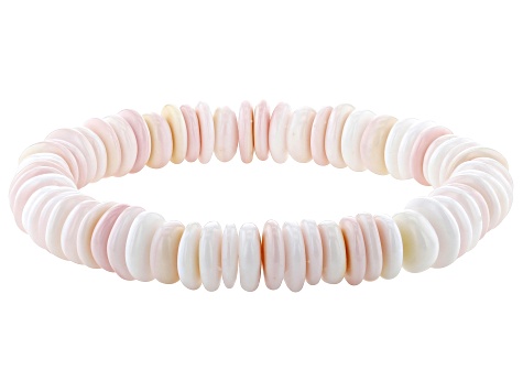 9mm Pink Conch Shell Chip Stretch Bracelet