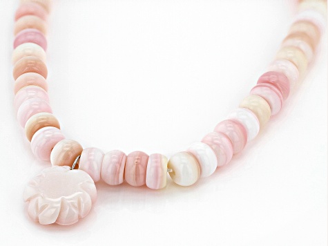 ワンピなど最旬ア！ 6mm Pink Conch Shell Rhodium Over Sterling Silver Beaded バッグ