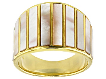 Picture of White Mother-Of-Pearl 18k Gold Over Sterling Silver Ring