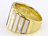 White Mother-Of-Pearl 18k Gold Over Sterling Silver Ring