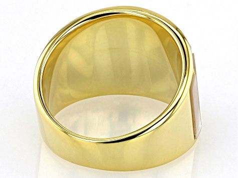 White Mother-Of-Pearl 18k Gold Over Sterling Silver Ring