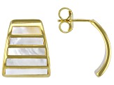 White Mother-Of-Pearl 18k Yellow Gold Over Sterling Silver Inlay Earrings