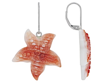 Picture of 25mm Orange Spiny Oyster Sterling Silver Starfish Earrings