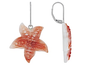 25mm Orange Spiny Oyster Sterling Silver Starfish Earrings