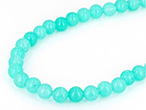8-8.5mm Caribbean Teal Quartzite Beaded Necklace