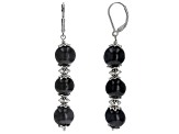 Charcoal Jadeite Rhodium Over Sterling Silver Earring 10mm