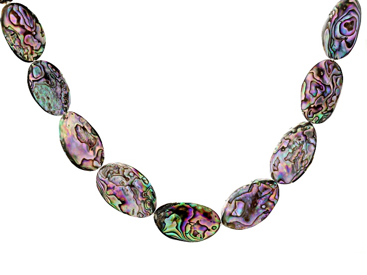 Abalone Shell Doublet Rhodium Over Sterling Silver Necklace 20x13mm
