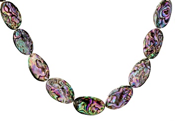 Picture of Abalone Shell Doublet Rhodium Over Sterling Silver Necklace 20x13mm