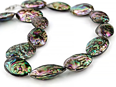 Abalone Shell Doublet Rhodium Over Sterling Silver Necklace 20x13mm