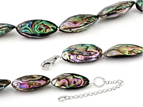 Abalone Shell Doublet Rhodium Over Sterling Silver Necklace 20x13mm