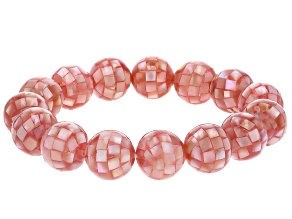 14mm Pink Mosaic Mother-of-Pearl Stretch Bracelet