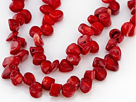 Freeform Red Coral Endless Strand Necklace 60 inch