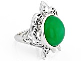 Green Jadeite Sterling Silver Turtle Ring 15mm