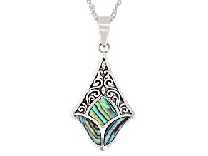 Abalone Shell Sterling Silver Pendant With 18"L Singapore Chain